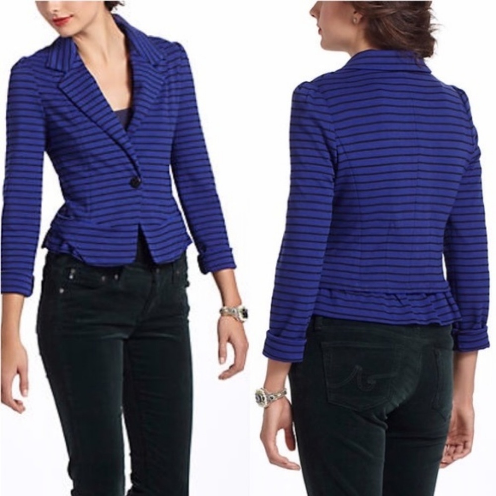 ANTHROPOLOGIE Cartonnier Stretch Stripe Blazer